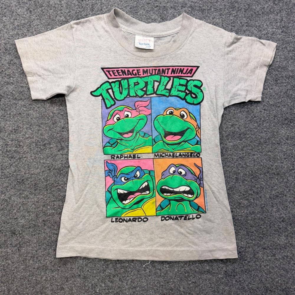 Vintage TMNT Teenage Mutant Ninja Turtles Shirt Kids Medium 10-12 Grey Tee Jays